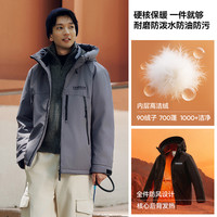 森马XCNSPACE航天合作系列羽绒服男防风三防工装外套2025冬装 铁灰（灰鸭绒）20620 185/104B/XXXL