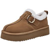 热风（Hotwind）厚底雪地靴女2025年冬季休闲棉鞋复古加绒勃肯鞋 02棕色 37