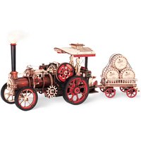 若客（ROKR）蒸汽机车拼装模型玩具 diy手工积木酒桶车拼图男生 【三挡调节】蒸汽机车