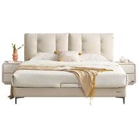 全友家居奶油风储物床主卧室家具猫抓绒布艺软包双人大床1.8米x2米 储物单床+床垫 1.8*2m