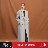 FANSILANEN 范思蓝恩 设计感苏丽贝贝毛呢外套女2025冬装慵懒权力西装式大衣女 浅灰色 XS