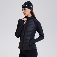 科里芙羽绒服女冬鸭绒滑雪运动轻薄内胆保暖防风户外跑步外套 黑色羽绒 4XL