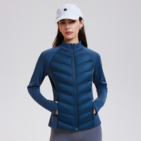 科里芙羽绒服女冬鸭绒滑雪运动轻薄内胆保暖防风户外跑步外套 铁蓝色 XL