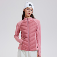 科里芙羽绒服女冬鸭绒滑雪运动轻薄内胆保暖防风户外跑步外套 桃红色 S