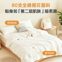 1号会员店100%全棉80支高支高密贡缎提花纯桑蚕丝长丝冬被220CMx240CM