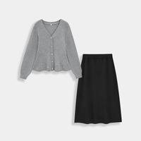 爱依服 依服一整套穿搭2025秋冬法式优雅气质通勤毛织上下套裙
