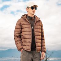 英爵伦 Enjeolon 秋冬轻薄羽绒服男青年连帽纯色外套轻盈舒适羽绒服男