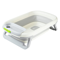 日康(rikang)婴儿洗澡盆 折叠盆宝宝电子感温坐浴盆带置物架RK-X1045-2 灰色