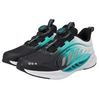 特步（XTEP）儿童鞋【氢风8.0护足跑鞋】网革透气缓震旋钮扣飞弹科技运动跑鞋 黑/极光绿 【四季密网款】 36 码