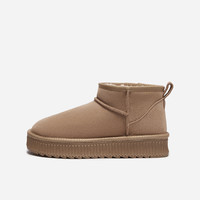 热风女鞋男鞋雪地靴加绒保暖加厚棉鞋短靴厚底毛毛鞋博肯鞋拖鞋 35