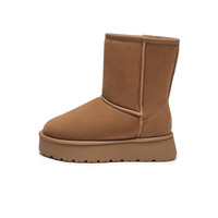 热风女鞋男鞋雪地靴加绒保暖加厚棉鞋短靴厚底毛毛鞋博肯鞋拖鞋 38