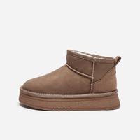 热风女鞋男鞋雪地靴加绒保暖加厚棉鞋短靴厚底毛毛鞋博肯鞋拖鞋 38