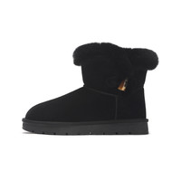 热风女鞋男鞋雪地靴加绒保暖加厚棉鞋短靴厚底毛毛鞋博肯鞋拖鞋 34