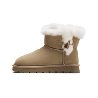 热风女鞋男鞋雪地靴加绒保暖加厚棉鞋短靴厚底毛毛鞋博肯鞋拖鞋 35