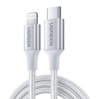  UGREEN/绿联 MFi认证 苹果充电线  尼龙织 极光银 Lightning Type-C 20W 3A