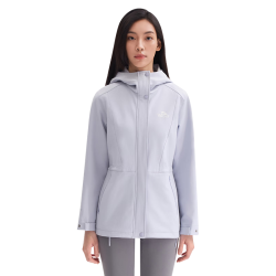 伯希和 软壳衣女加绒外套秋冬户外防风保暖冲锋夹克防泼水收腰连帽登山服 淡蓝紫 L