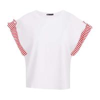 ZARA【100%纯棉】女式时尚简约百搭设计感条纹拼接圆领T恤
