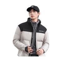 雅鹿羽绒服男短款2024秋冬季户外休闲面包服时尚拼接加厚保暖外套 米白色 175/L