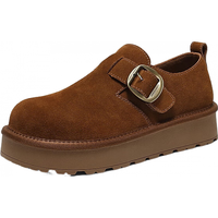 百丽 雪顶咖啡绒面勃肯鞋女2025冬新加绒保暖休闲毛毛鞋B2966DM5 棕色 37