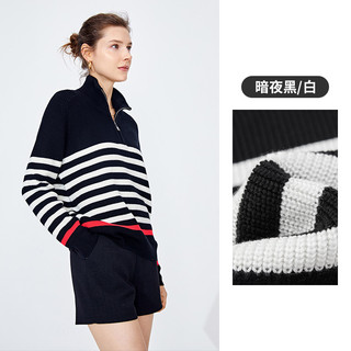 Navigare意大利小帆船冬季设计感毛衣长袖女条纹针织衫 S