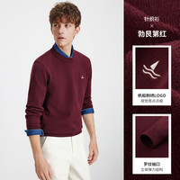 Navigare意大利小帆船圆领针织衫男2025秋冬高弹通勤休闲毛衣 勃艮第红(常规款) S