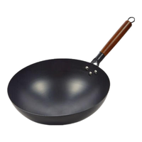 章三丰章丘炒锅铁锅家用炒菜锅无涂层不易粘老式熟铁锅圆底燃气灶已开锅 章丘黑锅镜面款y+不锈钢盖 34cm