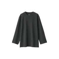 无印良品（無印良品 MUJI）女式 粗棉线 圆领长袖T恤 打底衫女款内搭 炭灰色 S 