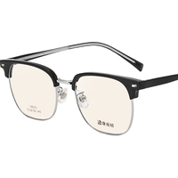 ZEISS/蔡司 防蓝光 近视镜片 眉线框 康视顿1.60防蓝光镜片 搭配1.60防蓝光镜片 黑银色C03