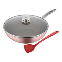 双立人(ZWILLING)炒锅Enjoy不粘锅炒菜锅家用厨具锅具平底煎锅电磁炉燃气通用锅 大硅胶铲+炒锅(粉)带锅盖 30cm