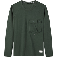 七匹狼【耐磨+透气】长袖T恤男圆领男装衣服上衣 203(军绿) 175/96A