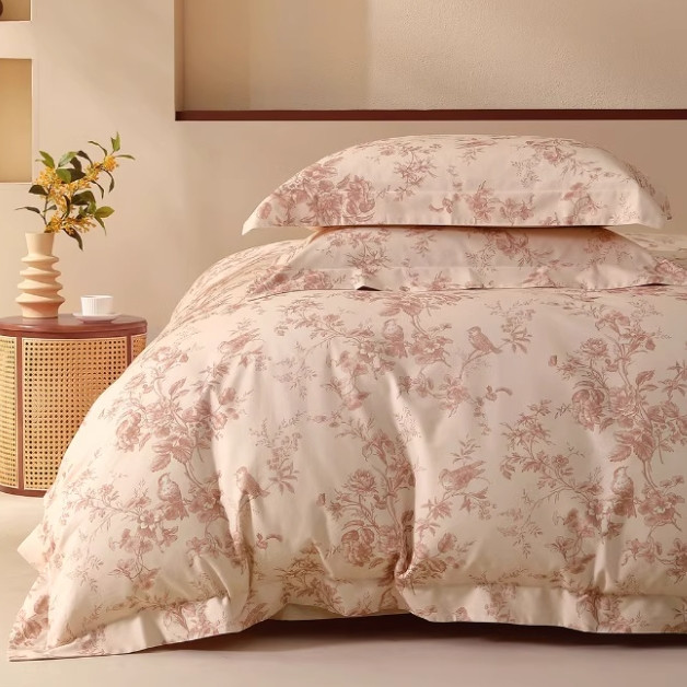 88VIP：水星家纺 云槿 纯棉100%A类全棉磨毛四件套 1.2m