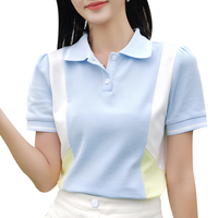 ATAR上班通勤撞色拼接polo衫潮夏季女运动短袖t恤时尚短上衣