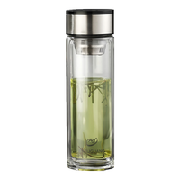 富光双层玻璃杯耐热防爆耐高温水杯男士一键开盖高硼硅茶杯玻璃杯