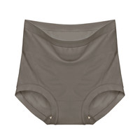 【两条装】贵夫人桑蚕丝高腰包臀女士内裤女舒适透气纯色三角裤头 【高腰 单条装】棕咖 F