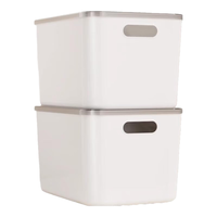 稻草熊透明收纳箱家用玩具零食整理箱衣柜衣服储物箱子塑料置物筐收纳盒 35*25*20.5cm 纯白【无盖】 4个