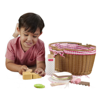 费雪（Fisher-Price）女孩儿童玩具过家家费雪木制积木野餐篮HXT81