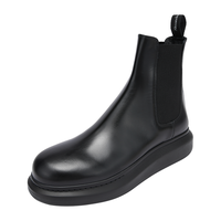 亚历山大麦昆(Alexander McQueen) 男士Hybrid系列黑色牛皮切尔西靴 586198 WHX52 1000 43