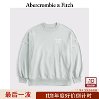 Abercrombie & Fitch女装25春季美式经典LOGO毛圈布复古宽松圆领长袖卫衣152-5147 灰绿色