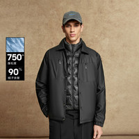 【轻薄羽绒服】杰克琼斯男士冬季纯色翻领PU皮保暖短款外套男装 E40黑色 180/100A/L