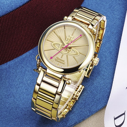 Vivienne Westwood 薇薇安·威斯特伍德 小金表轻奢个性圆形欧美女士表 鎏金色