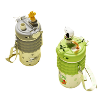 史努比（SNOOPY）保温杯女生带吸管316不锈钢儿童水杯男女高颜值双饮杯子 灰 灰 520ml 【直饮+双饮】