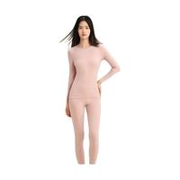 松山棉店小暖羊Q弹保暖套装男女款秋衣秋裤保暖内衣女士-粉色165
