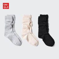 优衣库女装袜子/3双装宽松高筒袜堆堆袜25秋冬480277 03 灰色 S /M/23～25 cm