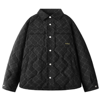 卡宾男装 90鸭绒羽绒服2024秋冬老花满印外套舒适保暖街头A 煤黑色01 48