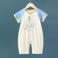 卡伴 Curbblan 宝宝睡袋夏季短袖棉质提花婴儿睡衣儿童连体衣新生儿夏季睡袋哈衣