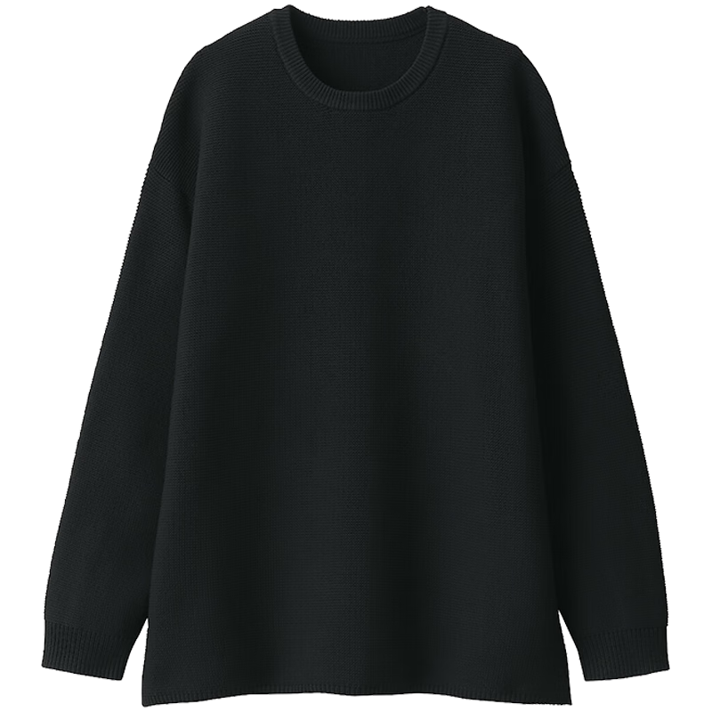 無印良品 MUJI（無印良品 ）Labo 男女通用 可水洗圆领毛衣 男女同款秋冬针织衫 黑色 XS（160/80A）