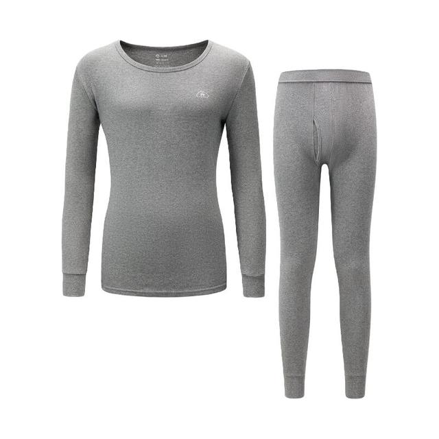 芬腾 保暖内衣2025圆领温暖打底套装秋衣秋裤 男款-麻灰 XL