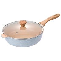 韩国乐扣麦饭石不粘锅家用炒锅深煎平底炒菜煤气灶电磁炉