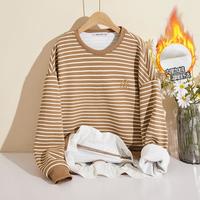 JEANSWEST 真维斯 冬季热销经典条纹女士卫衣休闲宽松显瘦长袖上衣女加绒保暖卫衣女