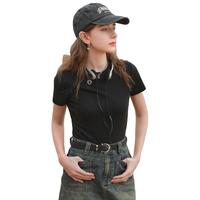 【2024年夏季款】圆领女式T恤正肩短袖上衣修身短款打底衫女